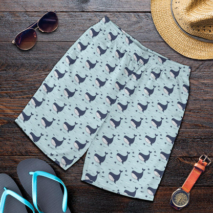 Whale Cute Design Themed Print Mens Shorts-JTAMIGO.COM