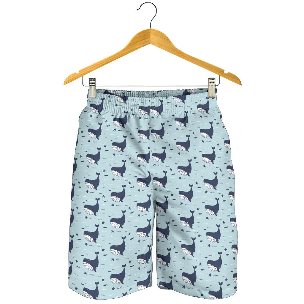 Whale Cute Design Themed Print Mens Shorts-JTAMIGO.COM