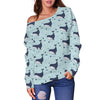 Whale Cute Design Themed Print Off Shoulder Sweatshirt