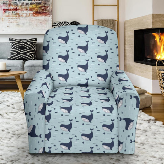 Whale Cute Design Themed Print Single Sofa Slipcover -JTAMIGO.COM