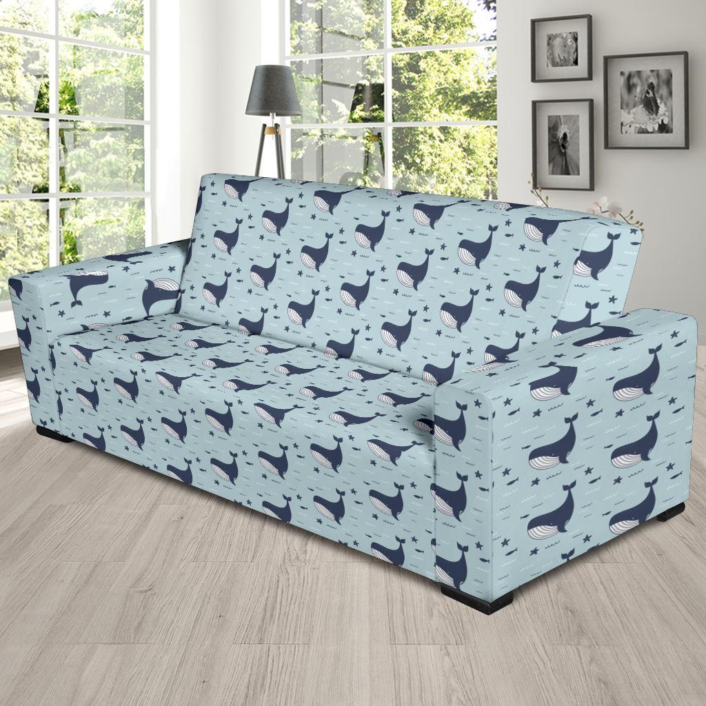 Whale Cute Design Themed Print Sofa Slipcover-JTAMIGO.COM