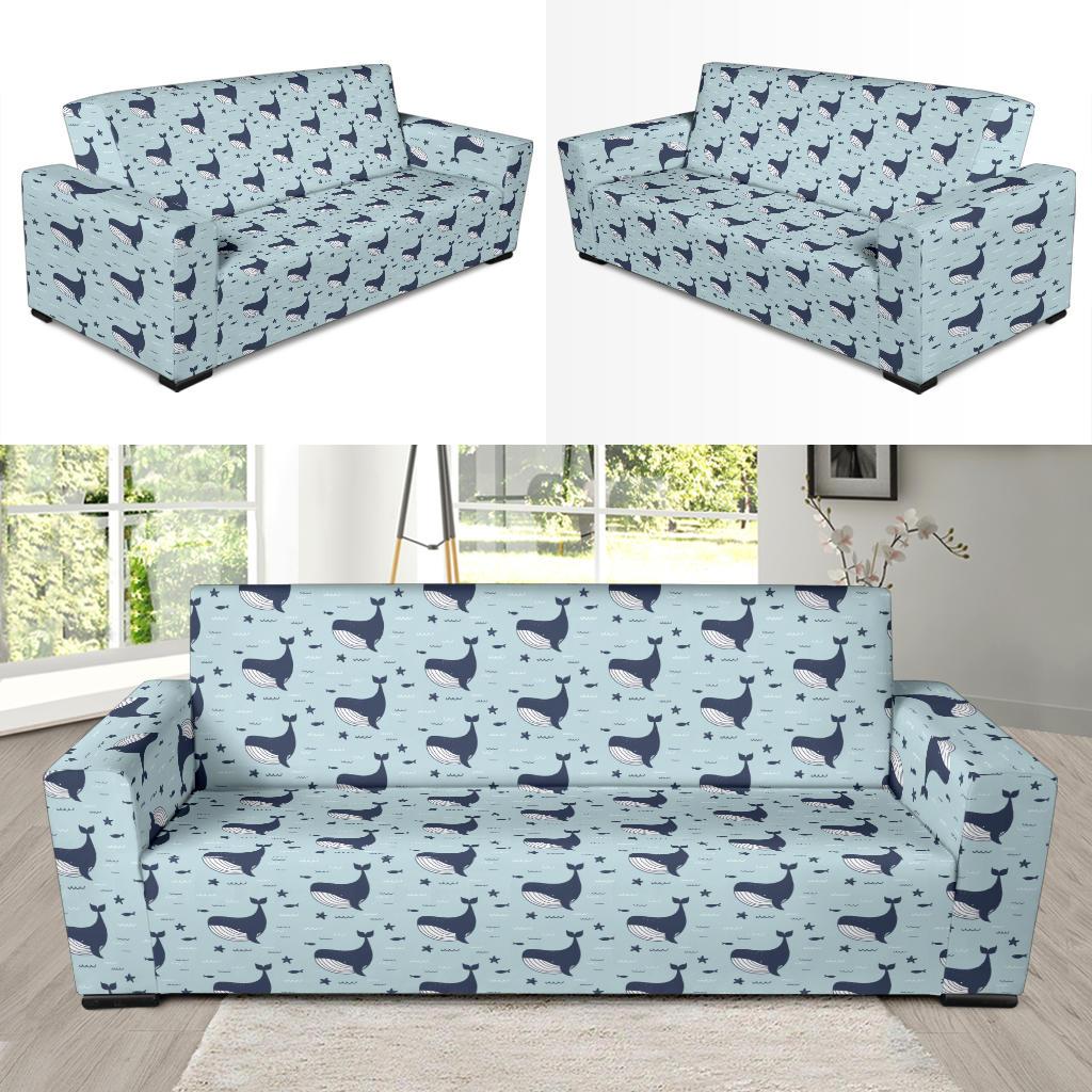 Whale Cute Design Themed Print Sofa Slipcover-JTAMIGO.COM