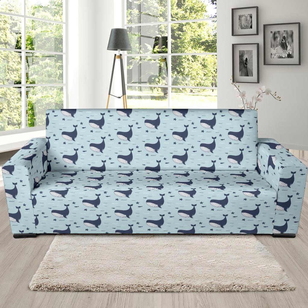 Whale Cute Design Themed Print Sofa Slipcover-JTAMIGO.COM