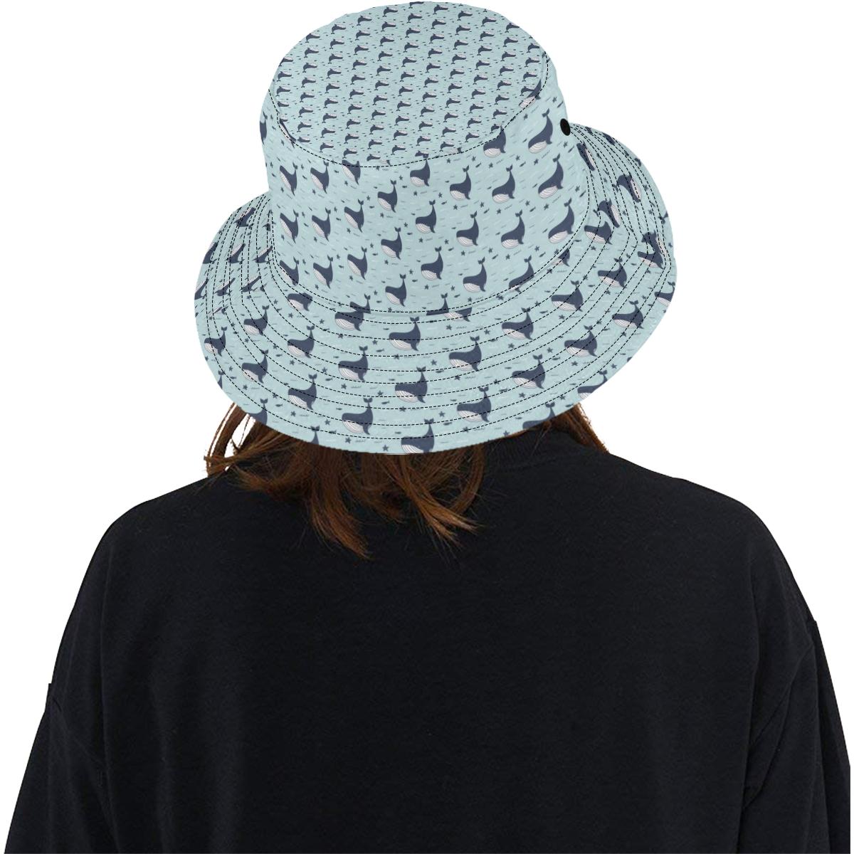 Whale Cute Design Themed Print Unisex Bucket Hat