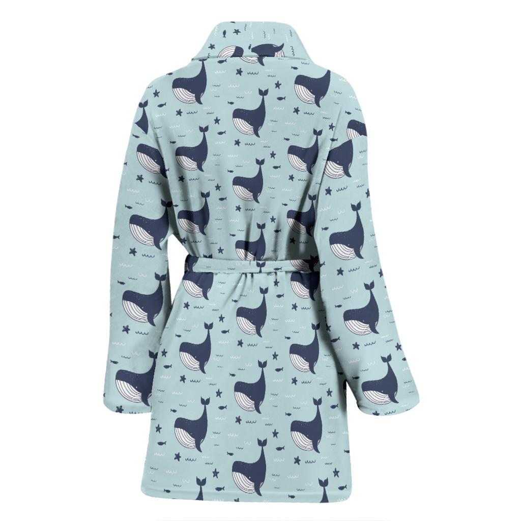 Whale Cute Design Themed Print Women Bath Robe-JTAMIGO.COM