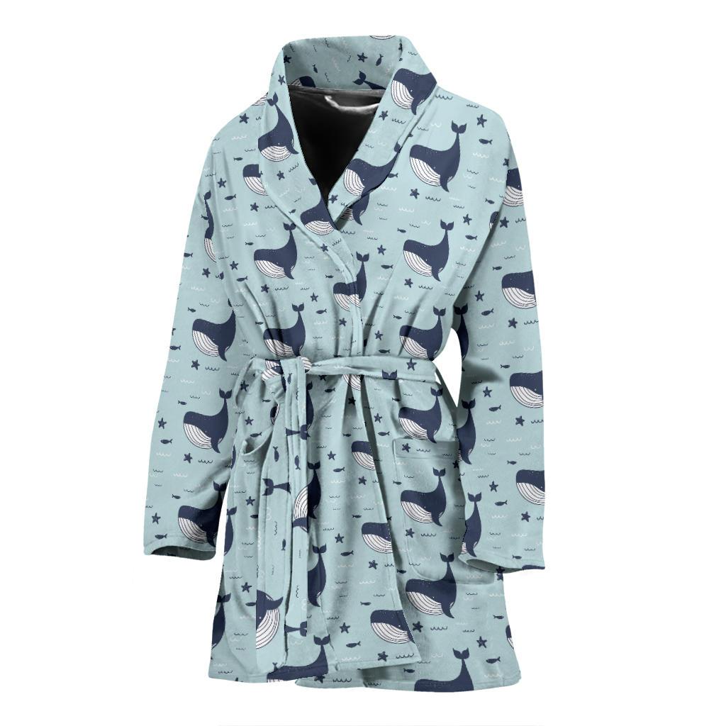 Whale Cute Design Themed Print Women Bath Robe-JTAMIGO.COM