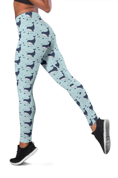 Whale Cute Design Themed Print Women Leggings