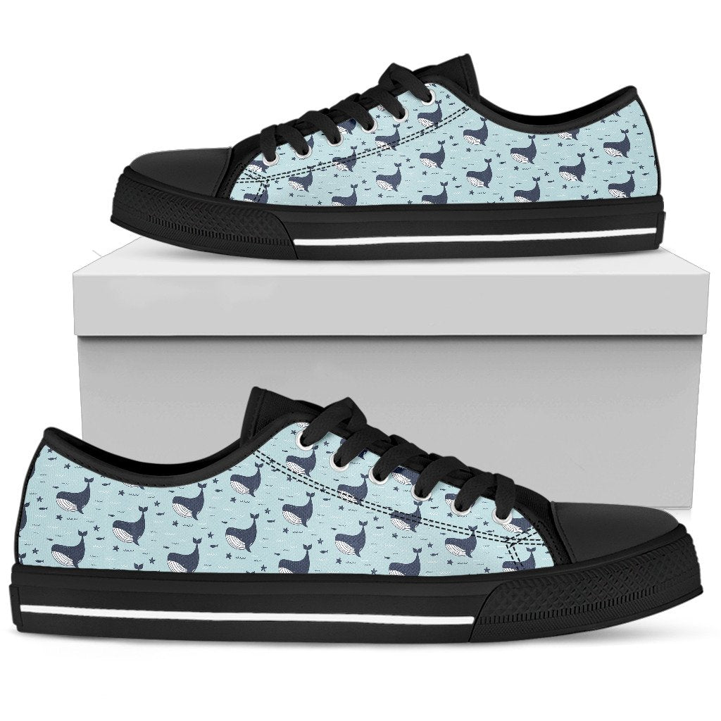 Whale Cute Design Themed Print Women Low Top Shoes-JTAMIGO.COM