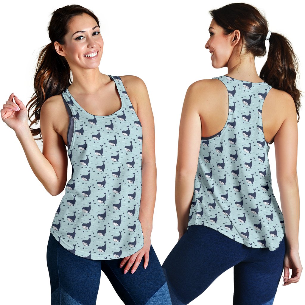 Whale Cute Design Themed Print Women Racerback Tank Top