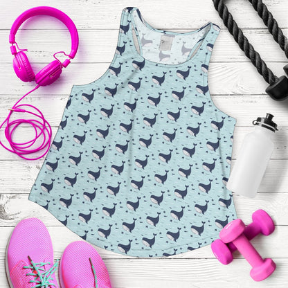 Whale Cute Design Themed Print Women Racerback Tank Top