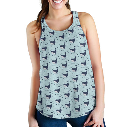 Whale Cute Design Themed Print Women Racerback Tank Top