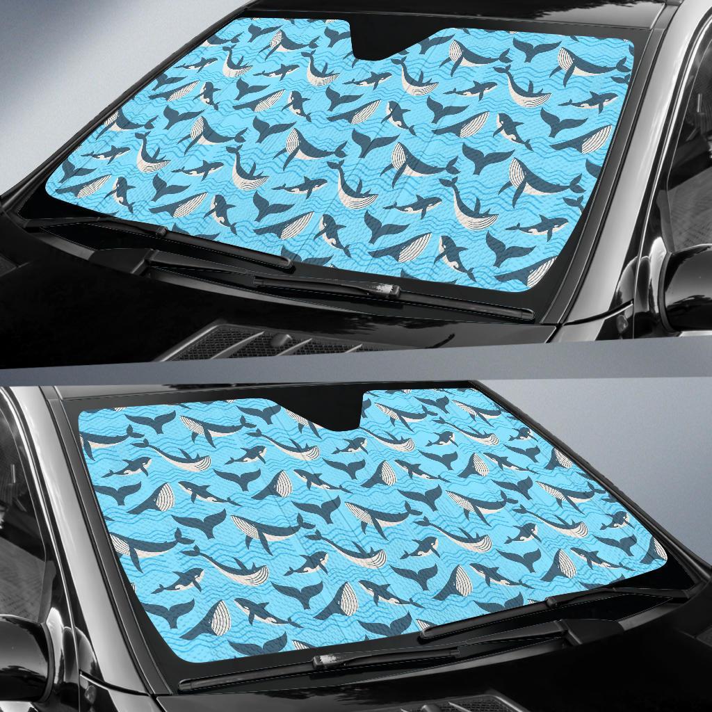 Whale Pattern Design Themed Print Car Sun Shade For Windshield