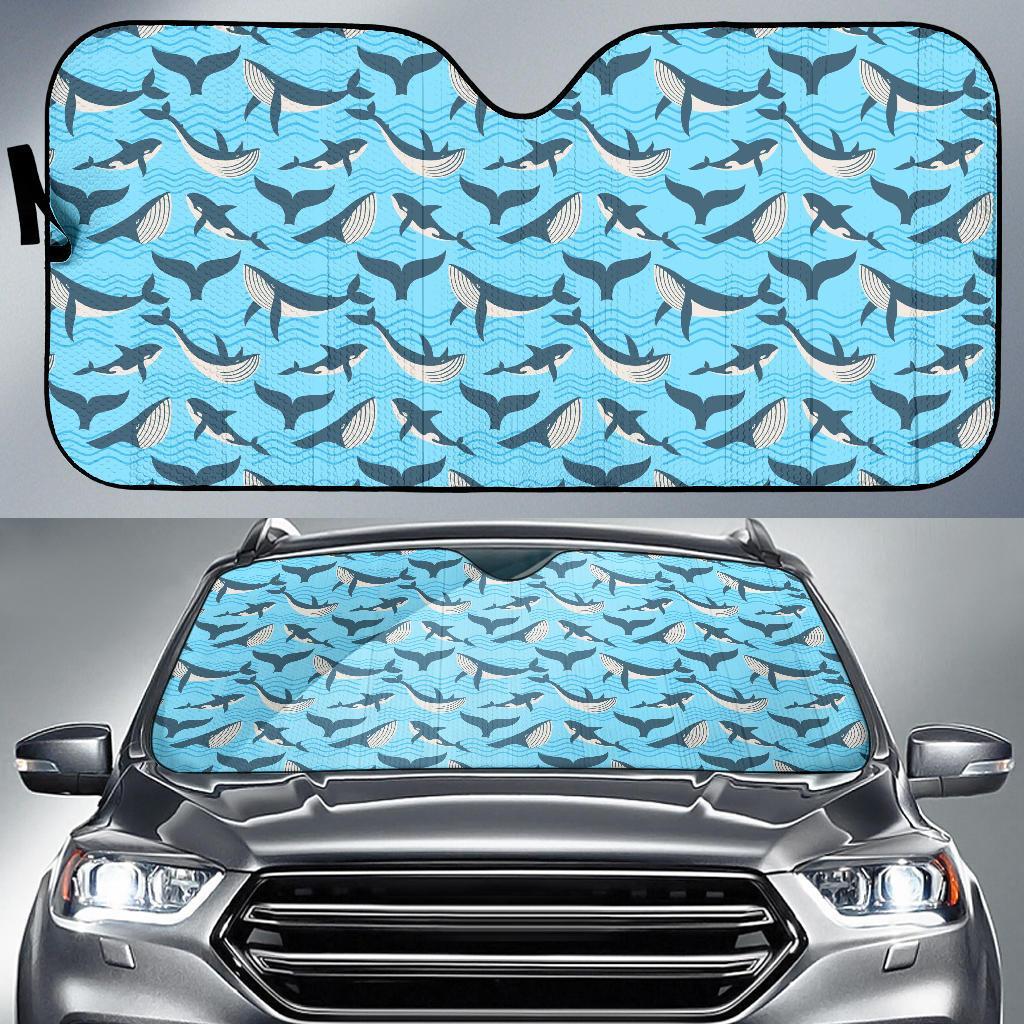Whale Pattern Design Themed Print Car Sun Shade For Windshield