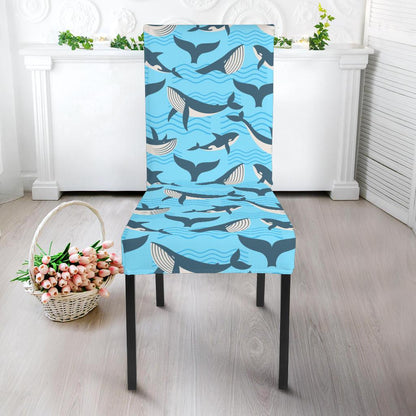 Whale Pattern Design Themed Print Dining Chair Slipcover-JTAMIGO.COM