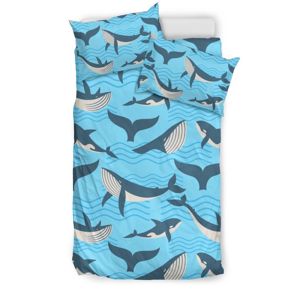 Whale Pattern Design Themed Print Duvet Cover Bedding Set