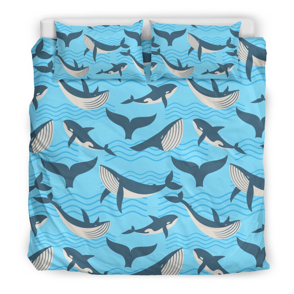 Whale Pattern Design Themed Print Duvet Cover Bedding Set