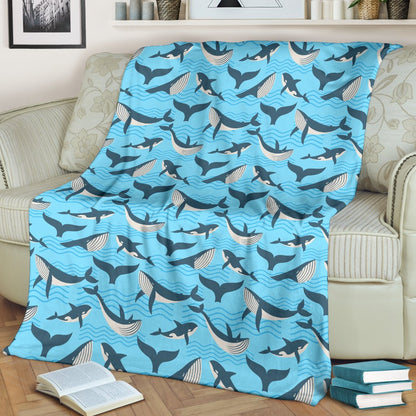 Whale Pattern Design Themed Print Fleece Blanket