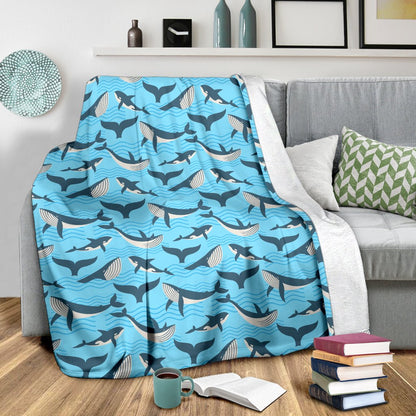 Whale Pattern Design Themed Print Fleece Blanket