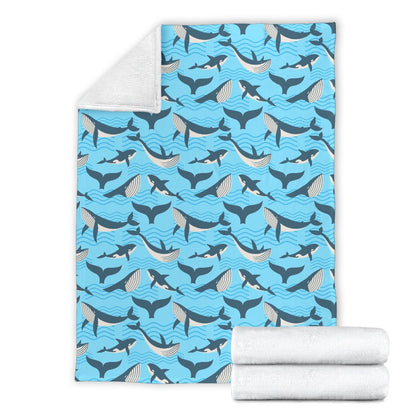 Whale Pattern Design Themed Print Fleece Blanket