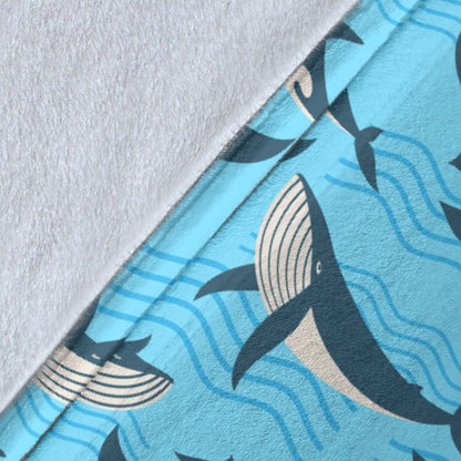 Whale Pattern Design Themed Print Fleece Blanket