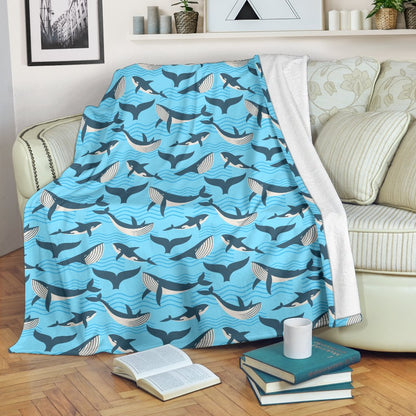 Whale Pattern Design Themed Print Fleece Blanket