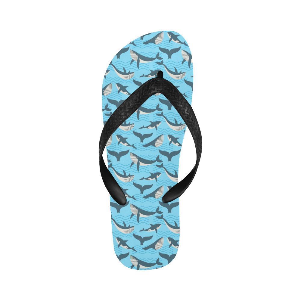 Whale Pattern Design Themed Print Flip Flops-JTAMIGO.COM