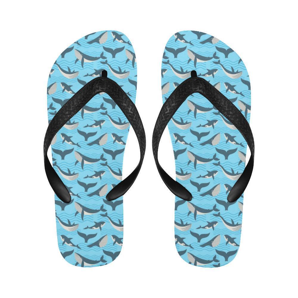 Whale Pattern Design Themed Print Flip Flops-JTAMIGO.COM