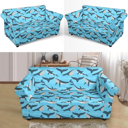 Whale Pattern Design Themed Print Loveseat Slipcover-JTAMIGO.COM