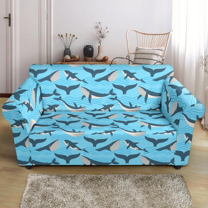 Whale Pattern Design Themed Print Loveseat Slipcover-JTAMIGO.COM