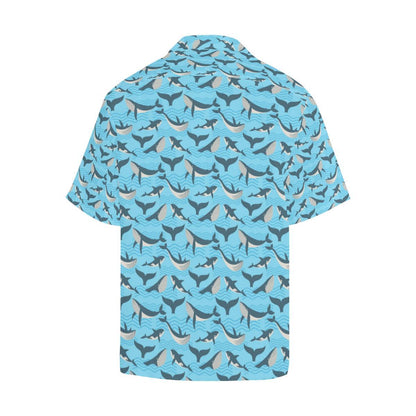 Whale Pattern Design Themed Print Men Aloha Hawaiian Shirt