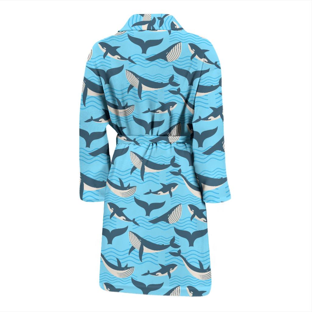 Whale Pattern Design Themed Print Men Bath Robe-JTAMIGO.COM