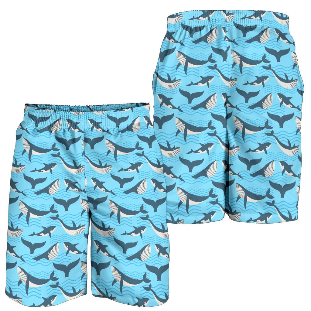 Whale Pattern Design Themed Print Mens Shorts-JTAMIGO.COM