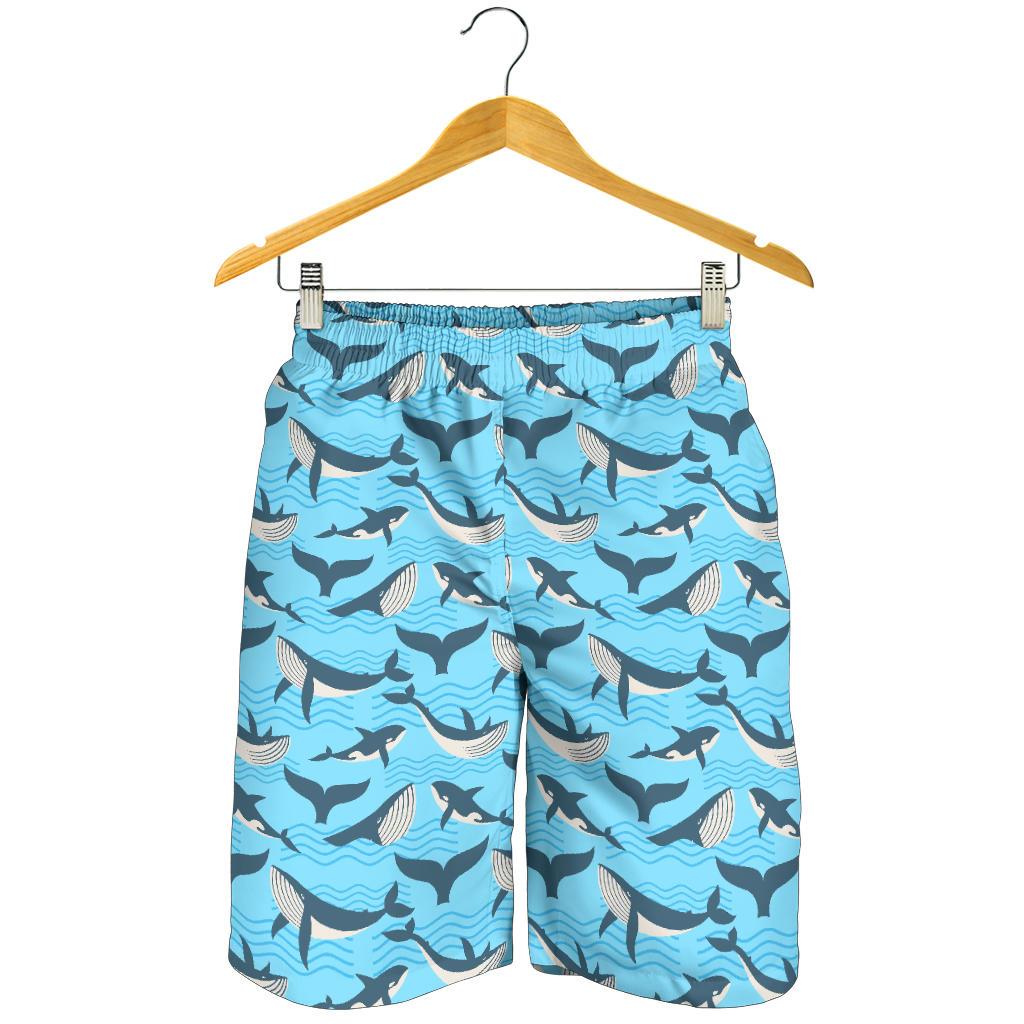 Whale Pattern Design Themed Print Mens Shorts-JTAMIGO.COM