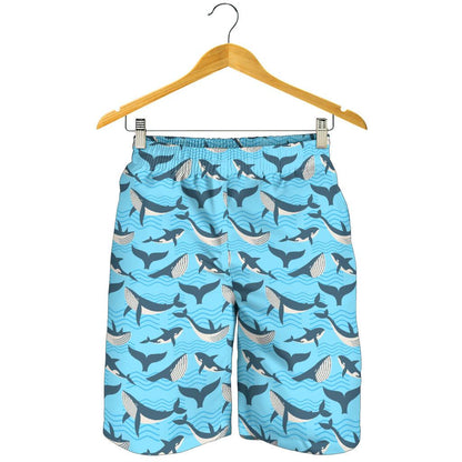 Whale Pattern Design Themed Print Mens Shorts-JTAMIGO.COM