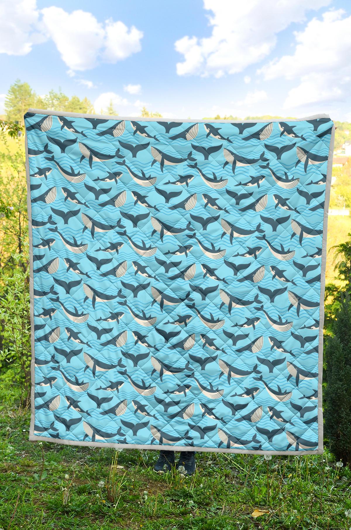Whale Pattern Design Themed Print Premium Quilt-JTAMIGO.COM