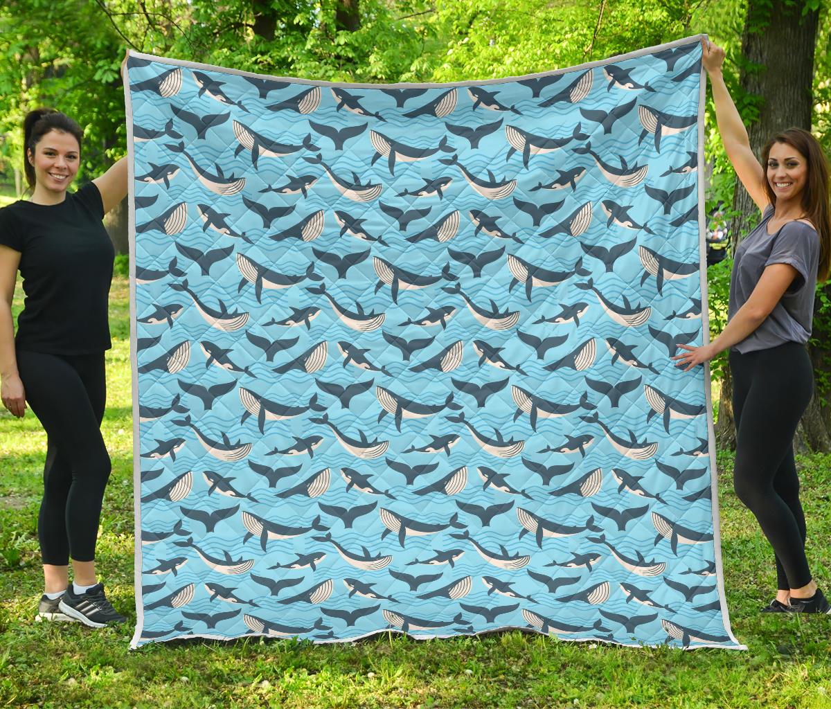 Whale Pattern Design Themed Print Premium Quilt-JTAMIGO.COM