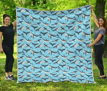 Whale Pattern Design Themed Print Premium Quilt-JTAMIGO.COM