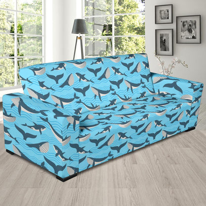 Whale Pattern Design Themed Print Sofa Slipcover-JTAMIGO.COM