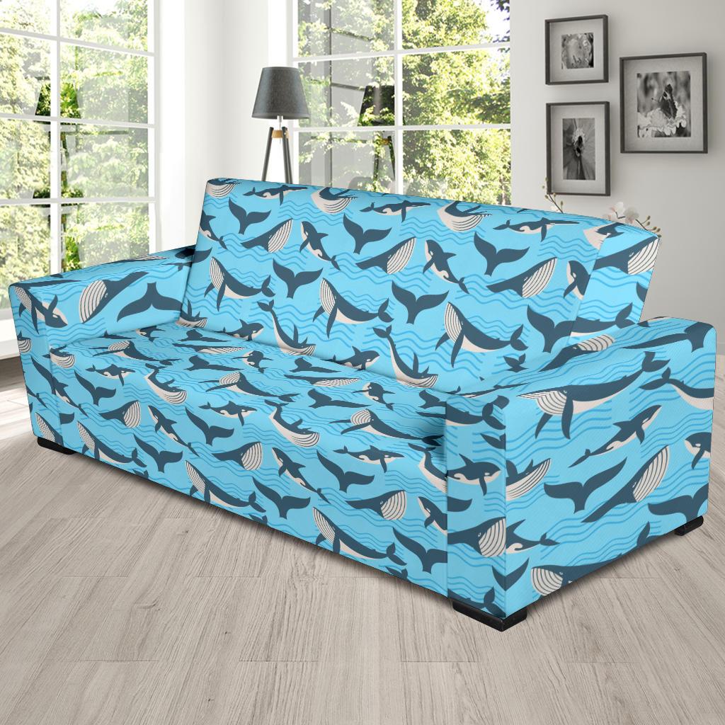Whale Pattern Design Themed Print Sofa Slipcover-JTAMIGO.COM