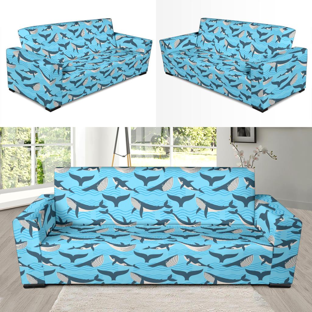 Whale Pattern Design Themed Print Sofa Slipcover-JTAMIGO.COM
