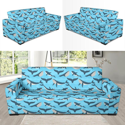 Whale Pattern Design Themed Print Sofa Slipcover-JTAMIGO.COM