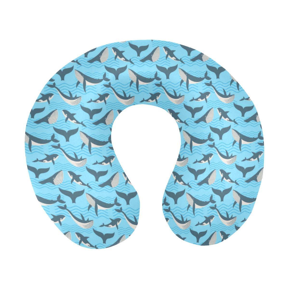 Whale Pattern Design Themed Print U-Shaped Travel Neck Pillow-JTAMIGO.COM