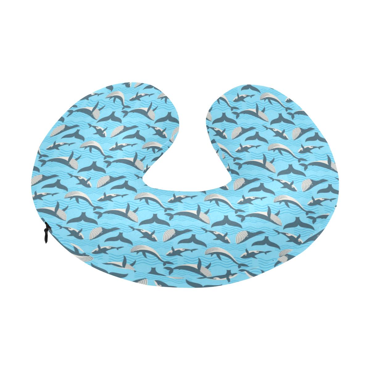 Whale Pattern Design Themed Print U-Shaped Travel Neck Pillow-JTAMIGO.COM