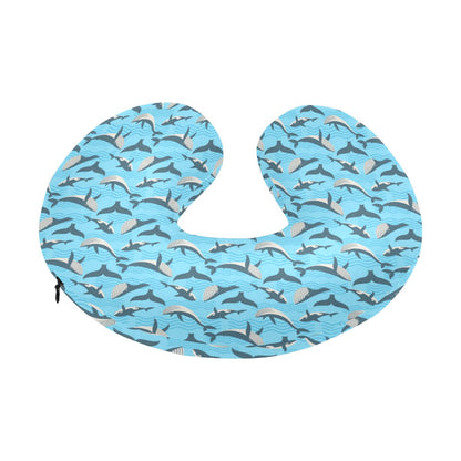 Whale Pattern Design Themed Print U-Shaped Travel Neck Pillow-JTAMIGO.COM