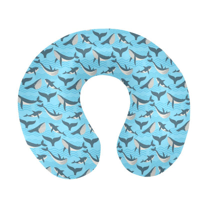 Whale Pattern Design Themed Print U-Shaped Travel Neck Pillow-JTAMIGO.COM