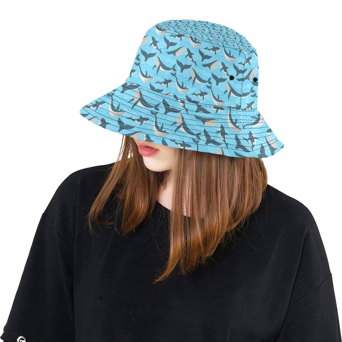 Whale Pattern Design Themed Print Unisex Bucket Hat
