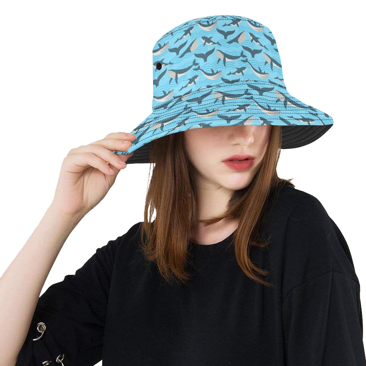 Whale Pattern Design Themed Print Unisex Bucket Hat