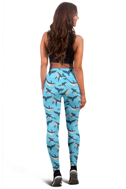 Whale Pattern Design Themed Print Women Leggings