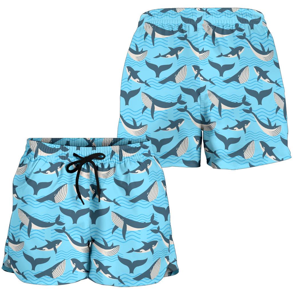 Whale Pattern Design Themed Print Women Shorts-JTAMIGO.COM