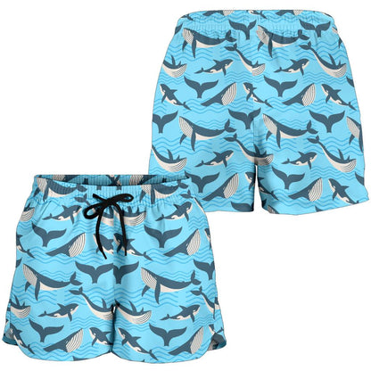 Whale Pattern Design Themed Print Women Shorts-JTAMIGO.COM